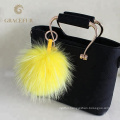 Customized supplier designer big fur fluffy ball keychain pendant